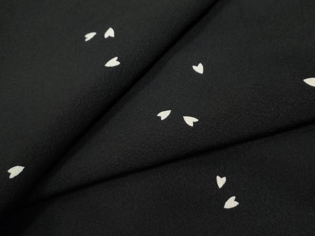平和屋着物●上質な小紋　舞花弁　黒地　正絹　逸品　CAAZ3570yc