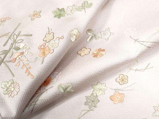 平和屋着物●訪問着　総刺繍　吹き寄せ橘花文　金糸　正絹　逸品　CAAZ3574yc