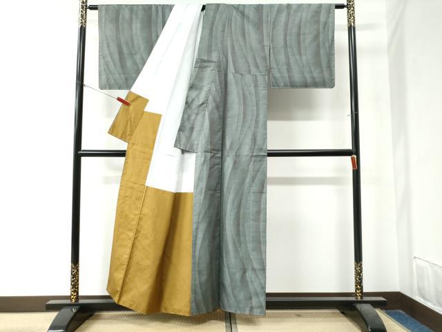 平和屋着物○本場大島紬 7マルキ よろけ縞 正絹 逸品 CAAZ3580yc