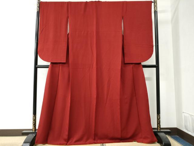 平和屋着物●小振袖　二尺袖　色無地　深紅色　正絹　逸品　CAAZ3585yc