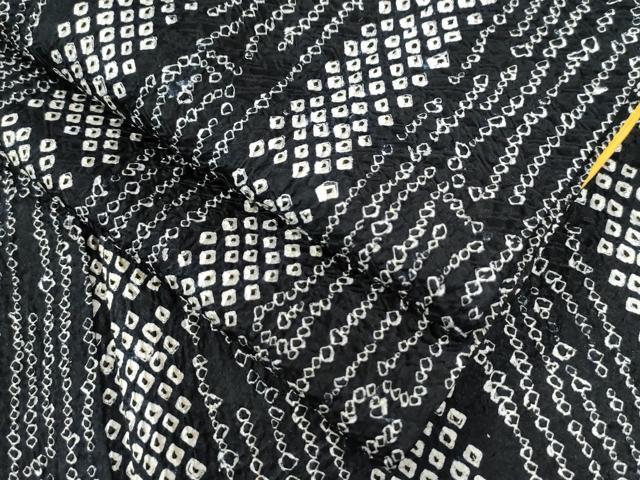 平和屋着物●上質な小紋　総絞り　竹並び文　黒地　やまと誂製　正絹　逸品　CAAZ3592yc