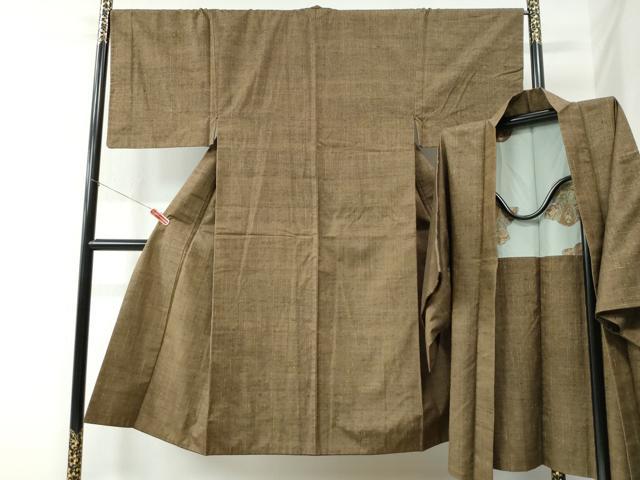 平和屋着物●男性　紬　アンサンブル　縞　正絹　逸品　CAAZ3621yc