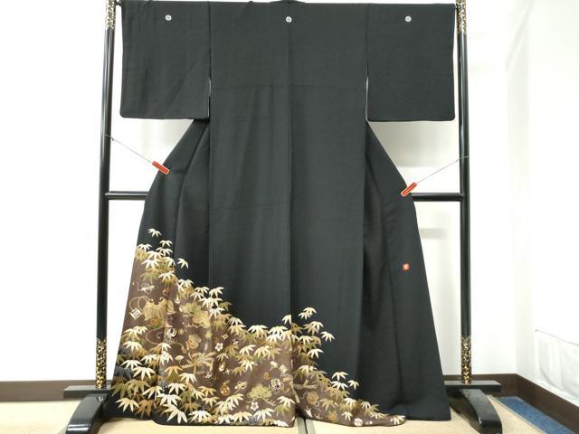 平和屋着物●ファッションデザイナー 花井幸子　黒留袖　束ね熨斗松竹梅宝尽くし文　金彩　正絹　逸品　CAAZ3651yc