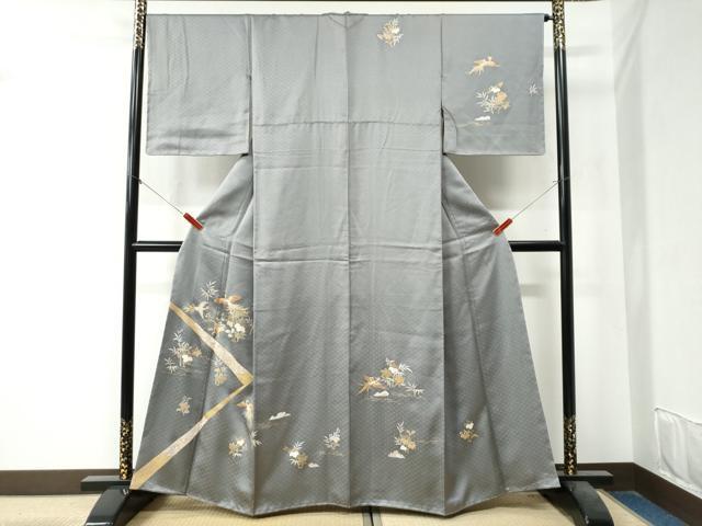 平和屋着物●訪問着　鳳凰流水桐花文　金彩　正絹　逸品　未使用　CAAZ3653yc