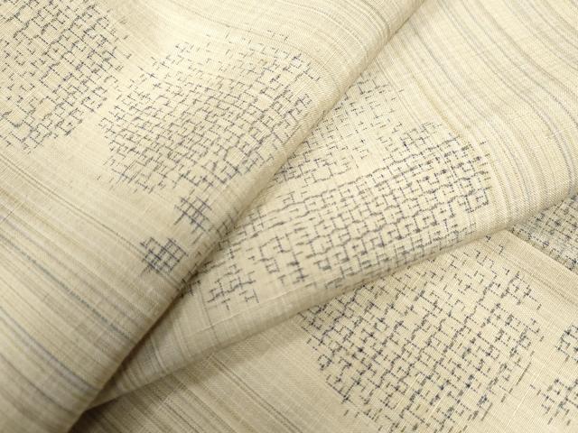 平和屋着物●結城紬　奥順　はたおり娘　80亀甲　縞　舞花文　正絹　逸品　未使用　CAAZ3675yc