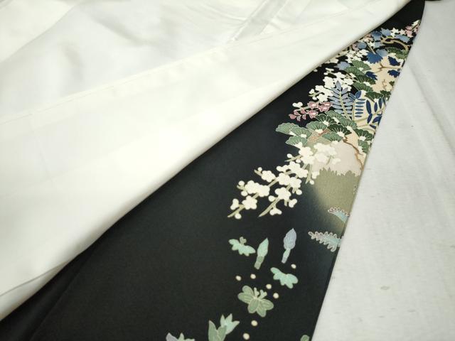 平和屋着物●本加賀友禅作家　江波秀明　黒留袖　孔雀樹林花鳥文　暈し染め　正絹　逸品　CAAZ3751yc