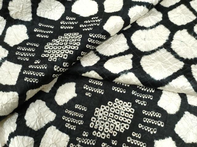 平和屋着物●上質な小紋　総絞り　舞花文　黒地　正絹　逸品　CAAZ3790yc