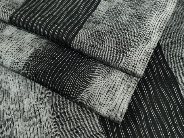 平和屋着物●上質な紬　よろけ縞　黒地　正絹　逸品　CAAZ3796yc