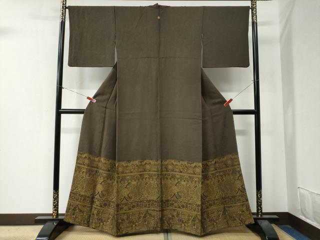 平和屋着物●豪華色留袖　お召地　天目織　横段壁画花鳥唐草文　正絹　逸品　CAAZ3887yc