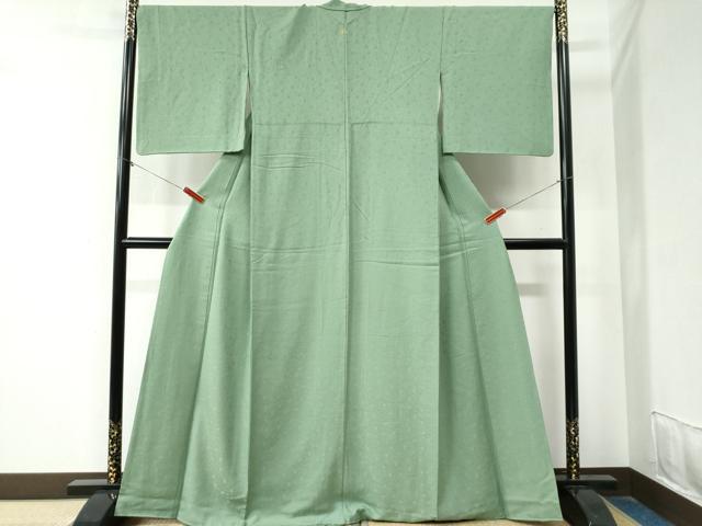 平和屋着物○上質な色無地 花唐草地紋 柳染色 正絹 逸品 CAAZ3900yc 色無地