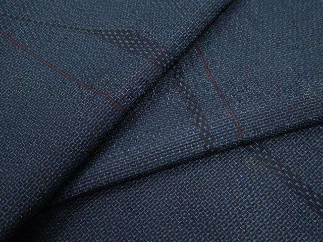 平和屋着物●本塩沢　110亀甲　変わり縞　正絹　逸品　CAAZ3919yc