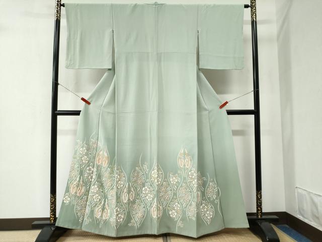 平和屋着物●色留訪問着　総刺繍　立涌鳳凰花唐草文　暈し染め　金彩　正絹　逸品　CAAZ3952yc