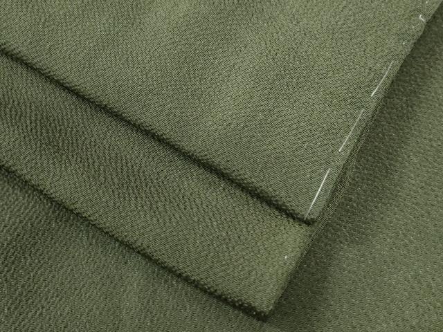 平和屋着物●上質な色無地　老竹色　鬼しぼ縮緬　正絹　逸品　未使用　CAAZ3990yc