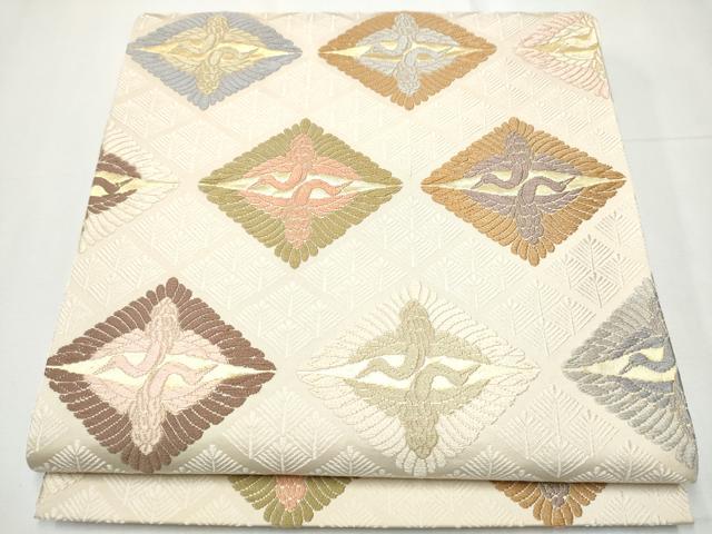 平和屋着物●六通柄袋帯　唐織　有職文　松菱取向鶴文　金糸　正絹　逸品　CAAZ4004hy