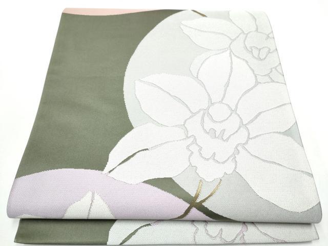 平和屋着物●世界的人形師　辻村寿三郎　ジュサブロー　六通柄袋帯　唐織　枝花文　金糸　正絹　逸品　CAAZ4049hy