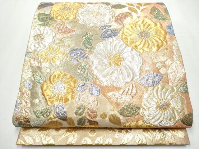 平和屋着物●六通柄袋帯　流線文　花絲　都喜ヱ門　金糸　正絹　逸品　CAAX9545yk 平和屋着物○六通柄袋帯 流線文 花絲 都喜ヱ門 金糸 正絹 逸品 CAAX9545yk