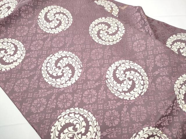 平和屋着物●俵屋　人間国宝　喜多川平朗  有職織物　九寸開き名古屋帯　唐織　唐草丸文　正絹　逸品　CAAZ4088hy 平和屋着物○俵屋 人間国宝 喜多川平朗 有職織物 九寸開き名古屋