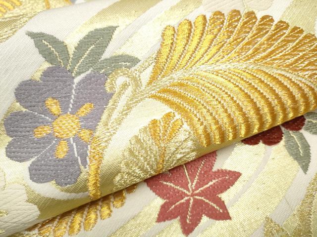 平和屋着物○六通柄袋帯 唐織 草花丸文 金銀糸 正絹 逸品 CAAZ4107hy