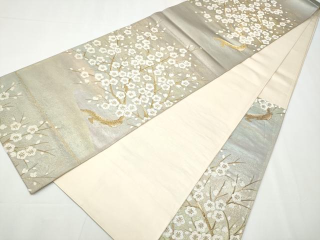 平和屋着物○六通柄袋帯 唐織 枝梅文 金糸 引箔 正絹 逸品
