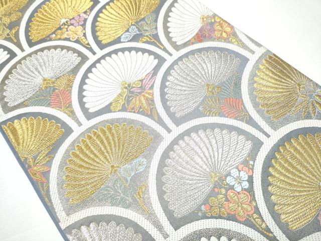 平和屋着物●六通柄袋帯　唐織　菊青海波花文　金銀糸　正絹　逸品　CAAZ4134hy 平和屋着物○六通柄袋帯 唐織 菊青海波花文 金銀糸