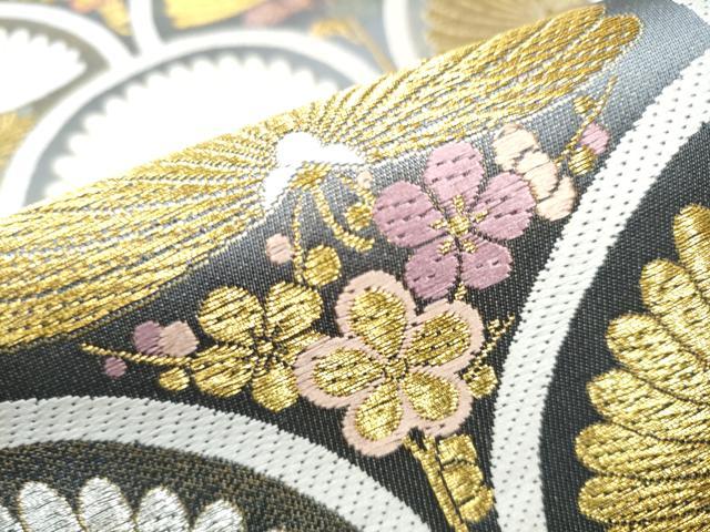 平和屋着物○六通柄袋帯 唐織 菊青海波花文 金銀糸