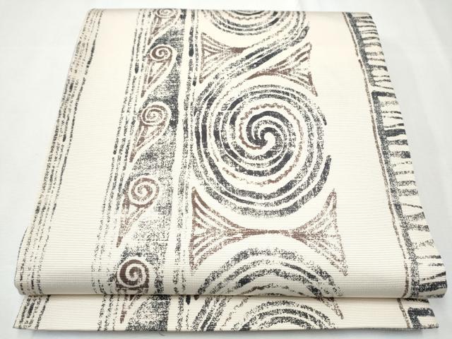 平和屋着物●西陣　両面　全通柄袋帯　渦巻き　反端付き　正絹　逸品　CAAZ4138hy