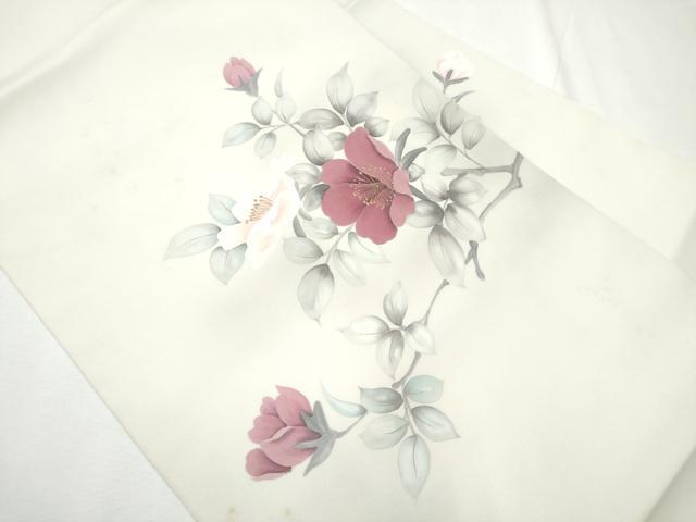 平和屋着物○塩瀬 九寸名古屋帯 作家物 手描き 枝花文 金彩