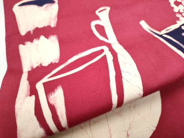 平和屋着物●九寸名古屋帯　作家物　一珍染め　陶器文　正絹　逸品　CAAZ4175hy 平和屋着物○九寸名古屋帯 作家物 一珍染め 陶器文 正絹