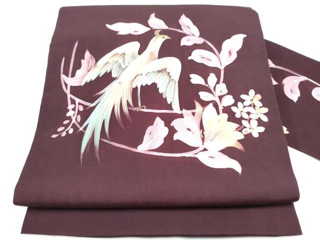 平和屋着物●塩瀬　九寸名古屋帯　ろうけつ染　花鳥文　金彩　正絹　逸品　CAAZ4184hy