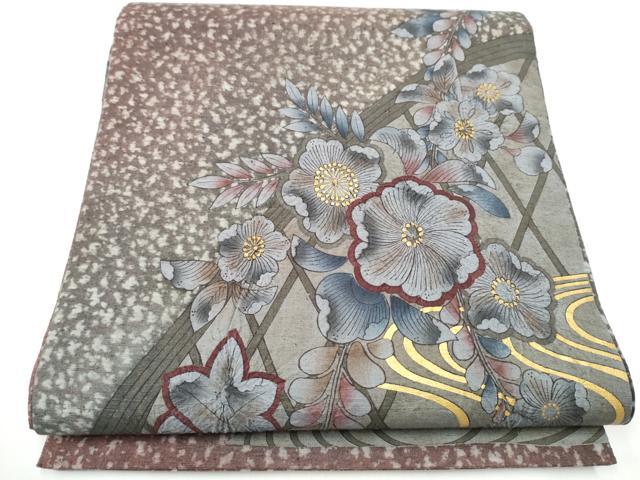 平和屋着物●太鼓柄袋帯　紬地　絞り　辻が花　金彩　正絹　逸品　CAAZ4221hy