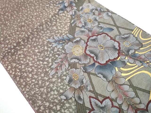 平和屋着物○太鼓柄袋帯 紬地 絞り 辻が花 金彩 正絹 逸品 CAAZ4221hy