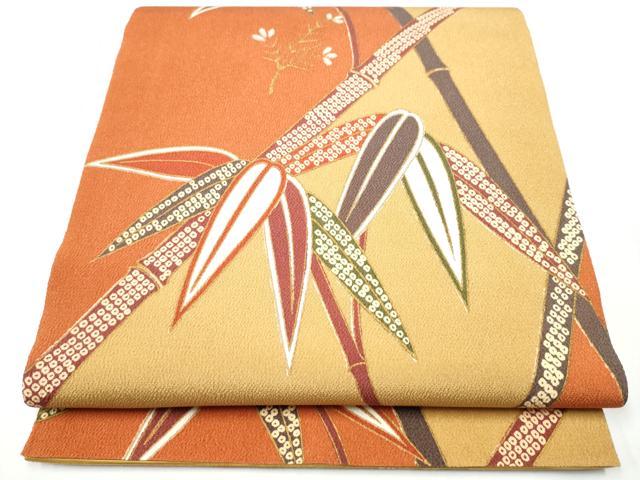 平和屋着物●全通柄袋帯　型染め　笹竹文　金彩　正絹　逸品　CAAZ4223hy 12,773円