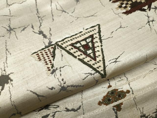 平和屋着物○アンティーク 大正ロマン 全通柄 九寸名古屋帯 幾何学