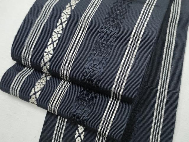 平和屋着物●男性　本場筑前博多織　角帯　献上　正絹　逸品　CAAZ4303hy