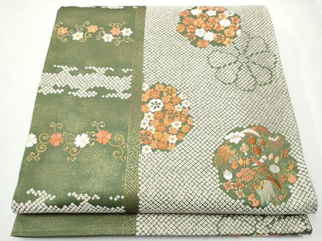 平和屋着物●西陣　河合美術織物謹製　六通柄袋帯　唐織　花丸文　金糸　正絹　逸品　CAAZ4321hy