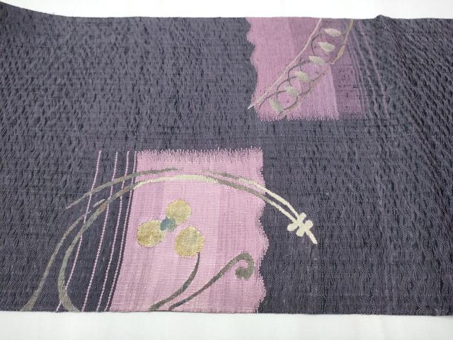 平和屋着物▽京の名門　じゅらく謹製　帝王紫　スリーシーズン　春夏秋　太鼓柄袋帯　すくい織　蔦の葉文　正絹　逸品　CAAZ4325hy 平和屋着物○京の名門 じゅらく謹製 帝王紫 スリーシーズン 春夏秋