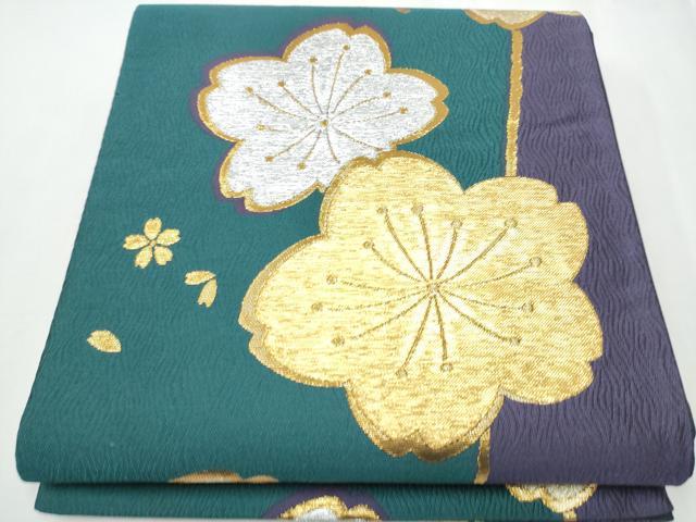 平和屋着物●六通柄袋帯　舞桜文　金銀糸　正絹　逸品　CAAZ4329hy