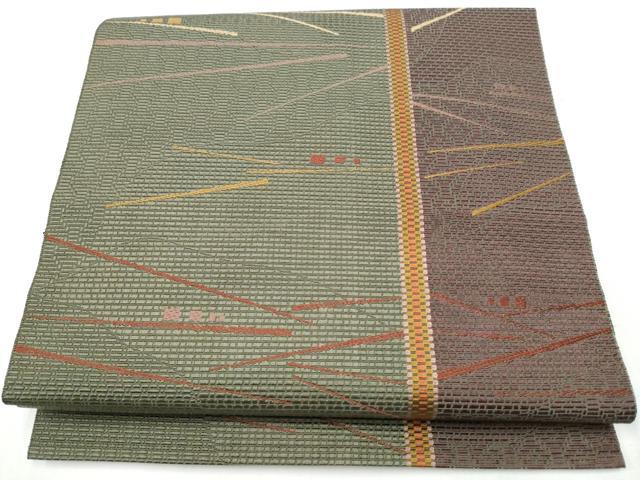 平和屋着物●本場筑前博多織　八寸名古屋帯　幾何学文様　正絹　逸品　CAAZ4352hy