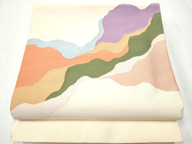 平和屋着物●爪掻き本綴れ　八寸名古屋帯　霞文　正絹　逸品　CAAZ4366hy