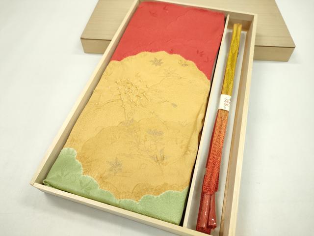 平和屋着物●和装小物　帯締め・帯揚げセット　絞り　枝花文　金彩　逸品　未使用　CAAZ6037ju