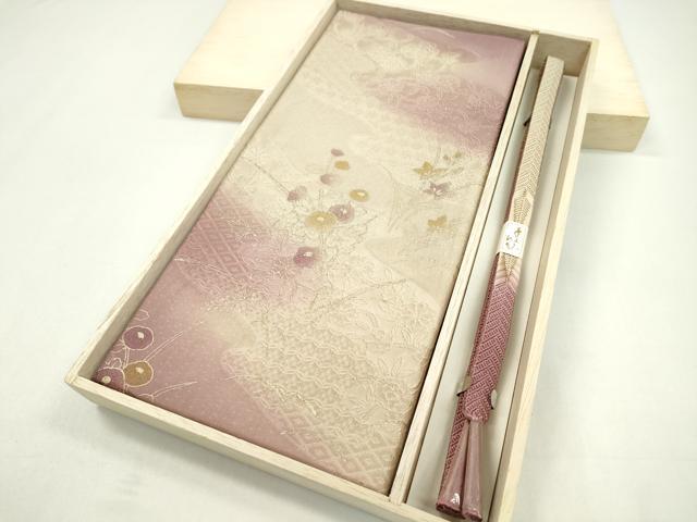 平和屋着物●和装小物　帯締め・帯揚げセット　枝花吉祥文　暈し染め　金彩　逸品　未使用　CAAZ6048ju