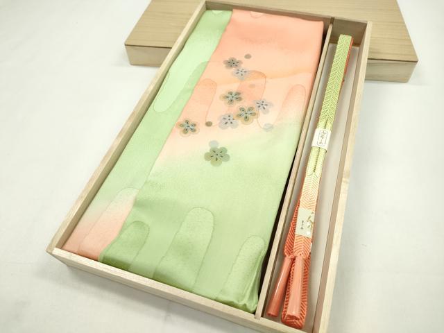 平和屋着物●和装小物　帯締め・帯揚げセット　梅　暈し染め　金糸　逸品　未使用　CAAZ6068ju