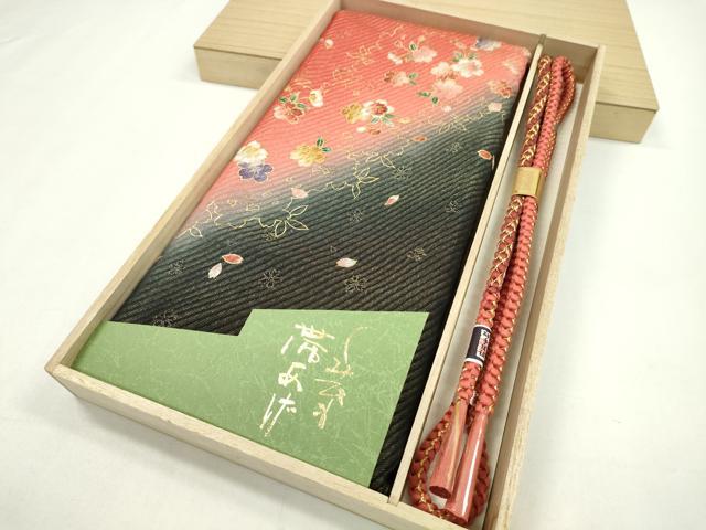 平和屋着物●和装小物　帯締め・帯揚げセット　振袖用　舞桜　金通し地　暈し染め　金彩　丸組　逸品　未使用　CAAZ6071ju
