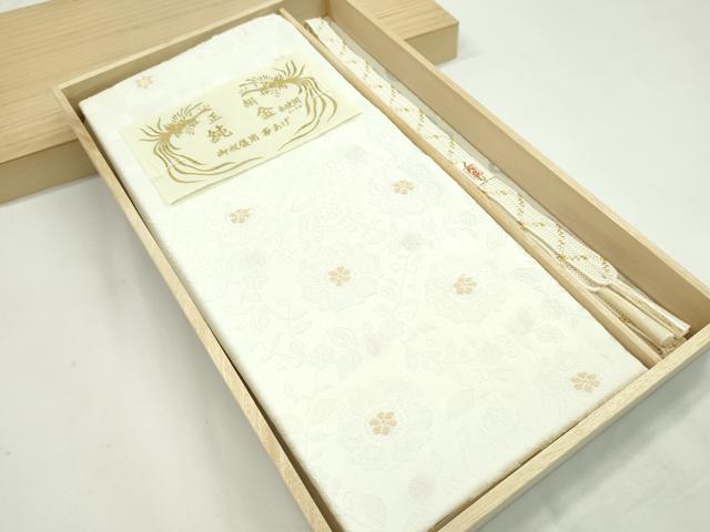 平和屋着物●和装小物　帯締め・帯揚げセット　礼装用　枝花文　純金糸　逸品　未使用　CAAZ6229ju