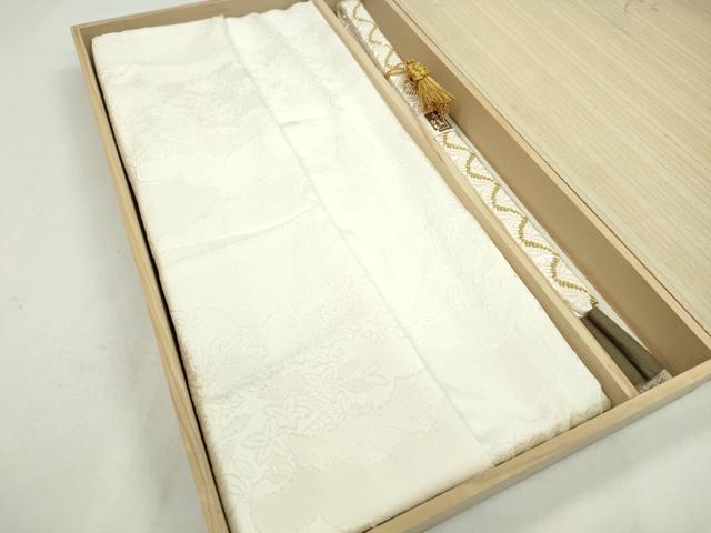 平和屋着物●和装小物　帯締め・帯揚げセット　礼装用　亀房付き　雲重ね枝花吉祥文　金糸　逸品　未使用　CAAZ6240ju