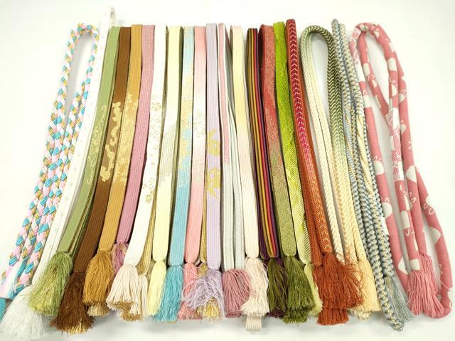 平和屋着物●和装小物　帯締め20本セット　高麗組　冠組　礼装用　丸ぐけ　金糸　長尺あり　未使用あり　逸品　CAAZ6247ju