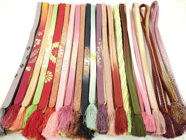 平和屋着物●和装小物　帯締め20本セット　高麗組　丸組　金糸　逸品　CAAZ6249ju
