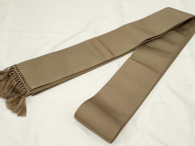 平和屋着物●男性　本場筑前博多織　角帯　生壁色　西村織物謹製　博多金ラベル　証紙付き　正絹　逸品　未使用　CAAZ6410dy