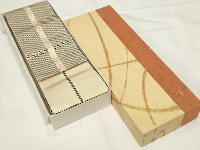 平和屋着物●男性　本場筑前博多織　角帯　ヤスラ献上　西村織物謹製　証紙付き　紙箱付き　正絹　逸品　未使用　CAAZ6417dy