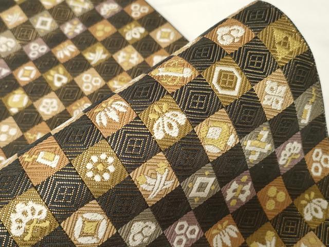 平和屋着物●佐賀錦 本場筑前博多織 六通柄袋帯 唐織 宝尽くし文 金糸 原田織物謹製 博多金ラベル 証紙付き 正絹 逸品 CAAZ6438dy 平和屋着物○佐賀錦 本場筑前博多織 六通柄袋帯 唐織 宝尽くし文